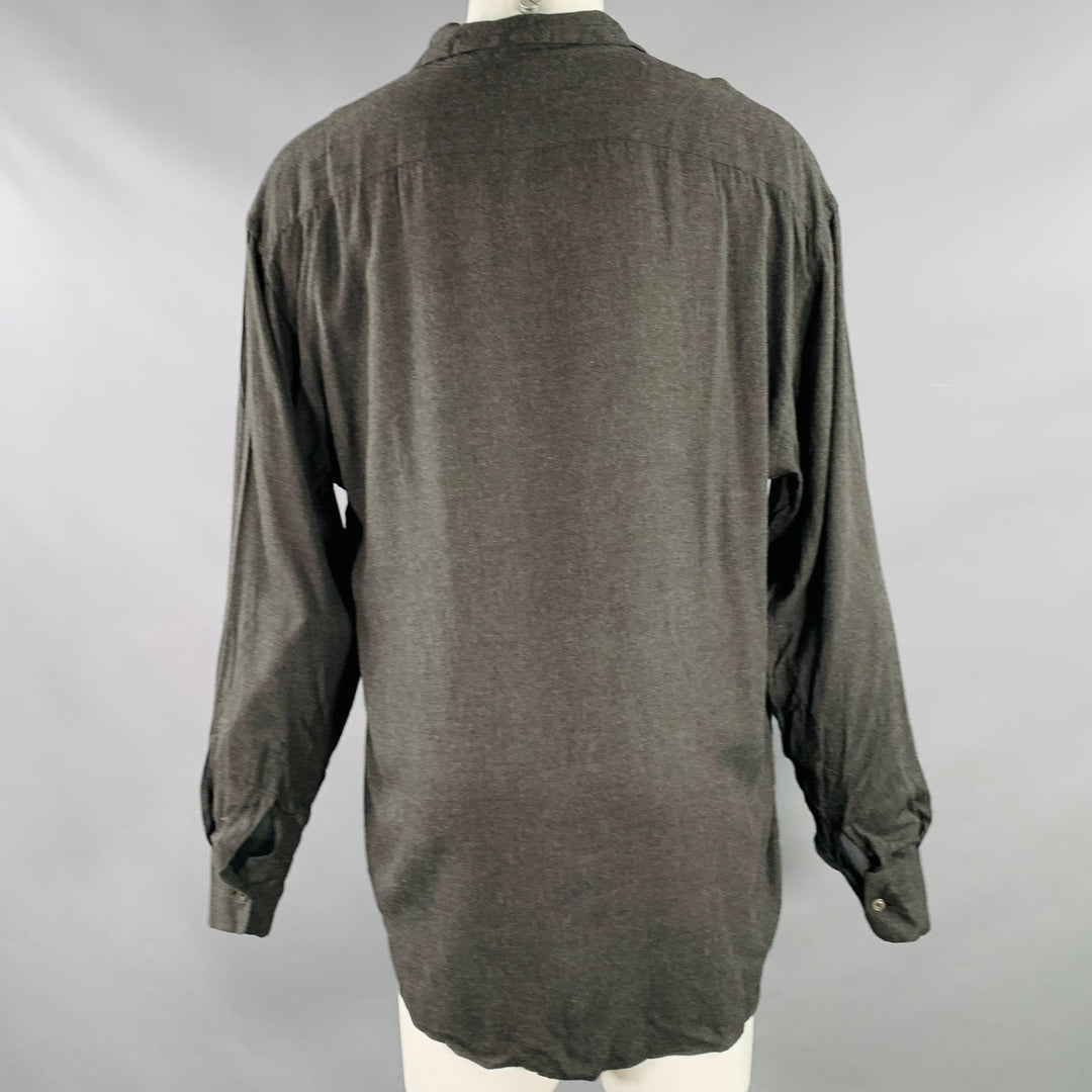 DOLCE & GABBANA Size M Grey Charcoal Viscose One Pocket Long Sleeve Shirt