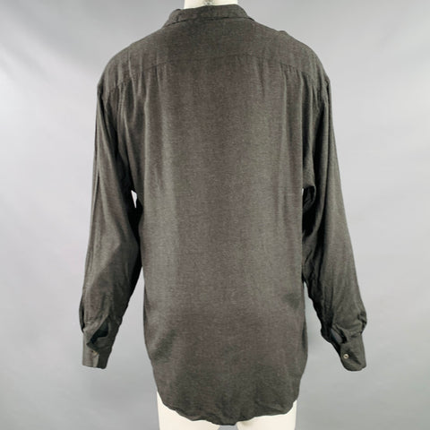 DOLCE & GABBANA Size M Grey Charcoal Viscose One Pocket Long Sleeve Shirt