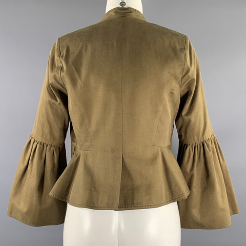 ULLA JOHNSON Size 4 Green Khaki Cotton Blend Jacket