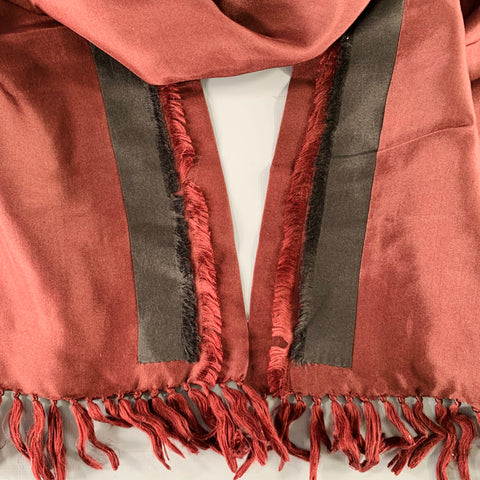DRIES VAN NOTEN Brown Embroidered Silk Scarf