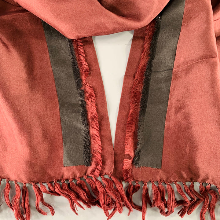 DRIES VAN NOTEN Brown Embroidered Silk Scarf