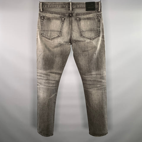 TOM FORD Size 32 Grey Black Wash Selvedge Denim Button Fly Jeans