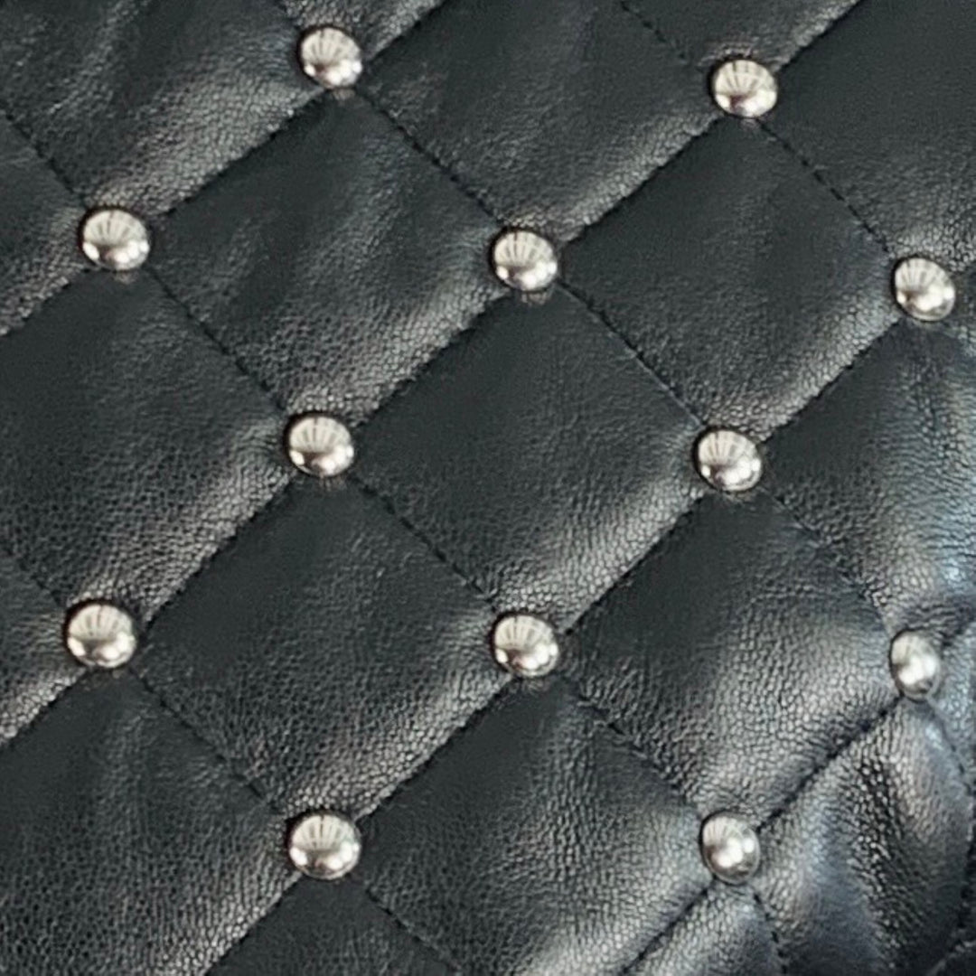 MICHAEL by MICHAEL KORS Size XS Black Quilted Leather Studded Cropped Bomber Jacket