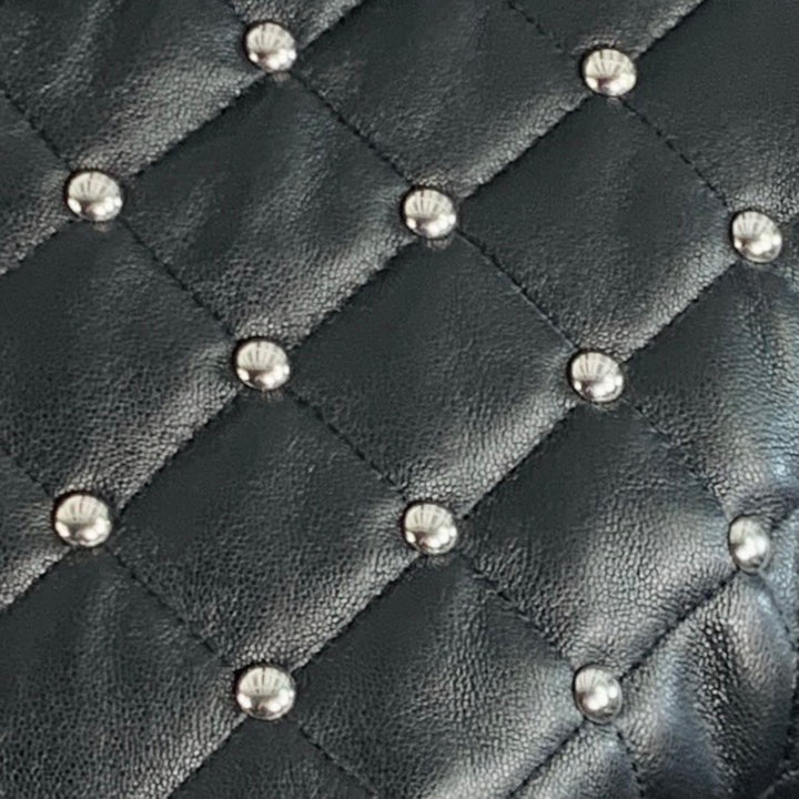 MICHAEL by MICHAEL KORS Size XS Black Quilted Leather Studded Cropped Bomber Jacket