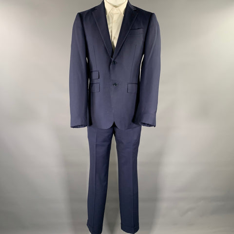 ERMENEGILDO ZEGNA Size 40 Navy Wool Notch Lapel Suit