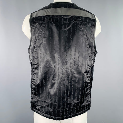 NEIGHBORHOOD Size L Fck Em Black Logo Nylon Zip Up Vest