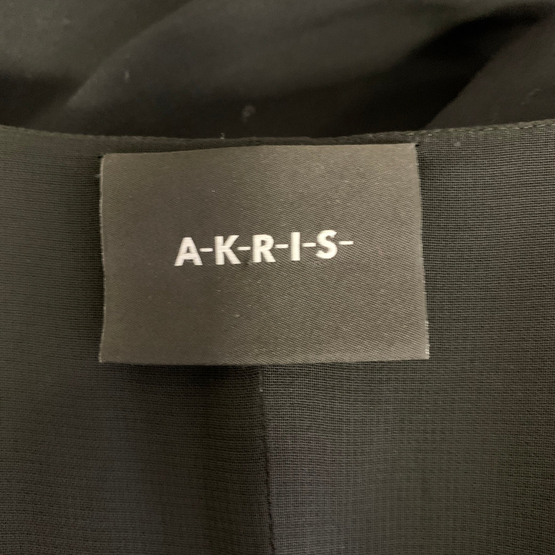 AKRIS Size 8 Black Wool A-Line Knee-Length Cocktail Dress