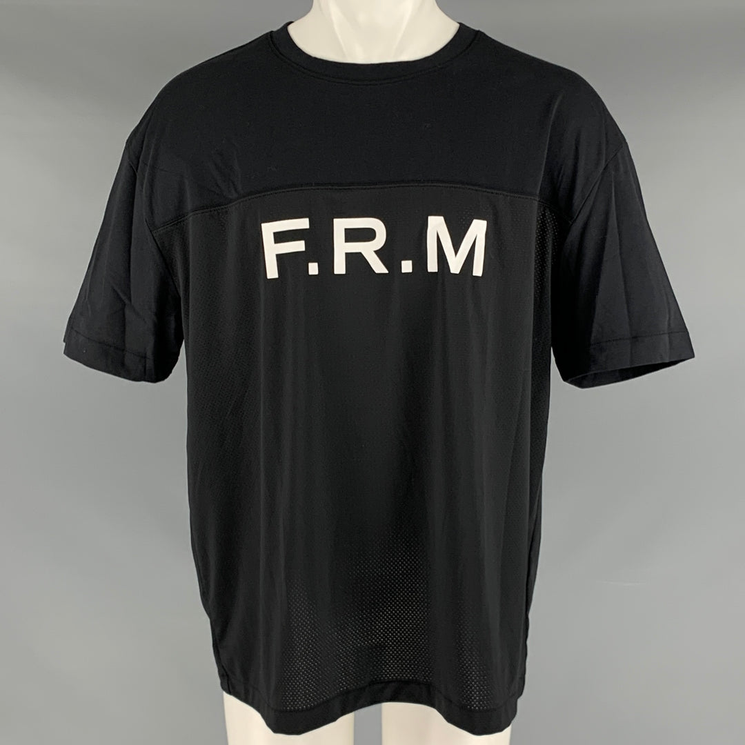 FRAME Size M Black Polyester Blend Crew Neck T-shirt