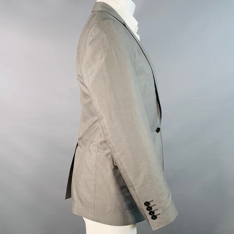 DOLCE & GABBANA Size 38 Grey Cotton Silk Peak Lapel Single Button Sport Coat