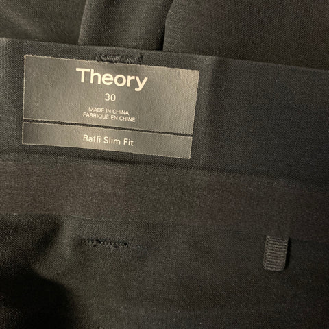 THEORY Size 30 Black Solid Cotton Polyester Mid Rise Casual Pants