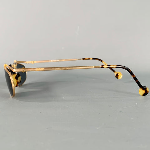 L.A.EYEWORKS Taz Gold Tortoiseshell Metal Flip Up Sunglasses