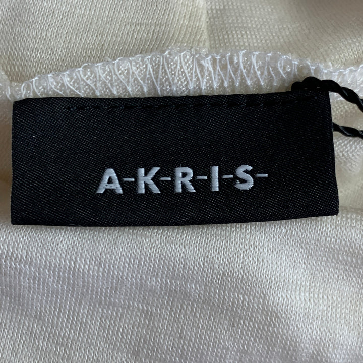 AKRIS Size 14 Off White Cashmere Silk Mock Neck Pullover