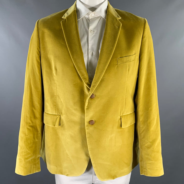 PAUL SMITH Chest Size 46 Regular Yellow Velvet Cotton Blend Sport Coat