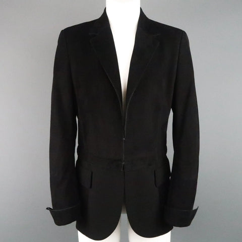 AKRIS Size 10 Black Suede & Wool Zip Off Sport Coat Jacket AKRIS