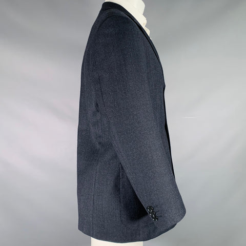 UNITED STATES POLO ASSOCIATION Size 40 Black Navy Wool Houndstooth Sport Coat