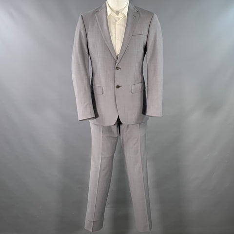 CALVIN KLEIN Size 40 Grey Wool Blend Single Breasted Notch Lapel Suit