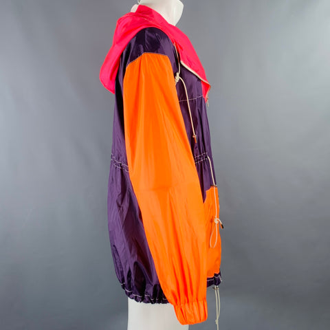 PRABAL GURUNG Size M Purple Orange Pink Color Block Nylon Jacket