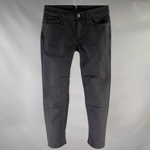 ACNE Size 32 ACE UPS BLACK Black Cotton Blend Skinny Jeans