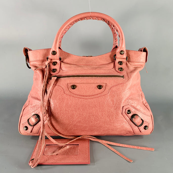 BALENCIAGA Le City Pink Rose Leather Tote Handbag