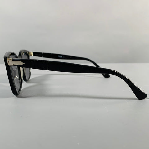 PERSOL Black Silver Acetate Square Sunglasses