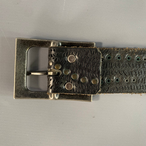 BRAVE Size 38 Brown Dark Metallic Perforated Leather Belt