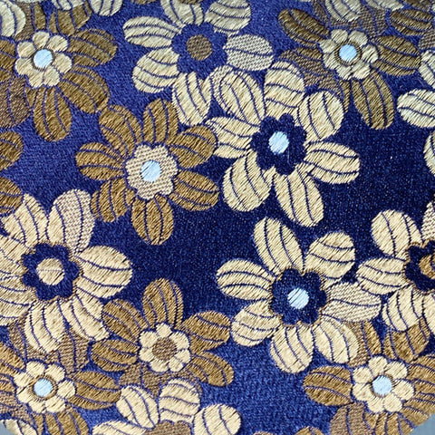 FACONNABLE Navy Khaki Floral Jacquard Silk Tie