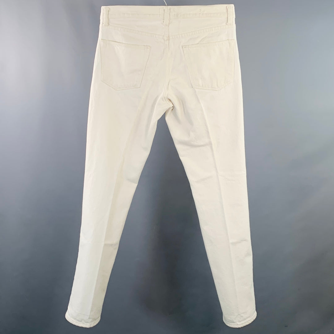 SID MASHBURN Size 32 Cream Twill Cotton Slim Tapered Button Fly Jeans
