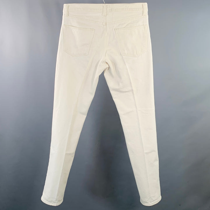 SID MASHBURN Size 32 Cream Twill Cotton Slim Tapered Button Fly Jeans