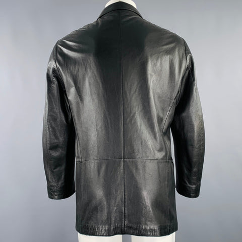 ARMANI COLLEZIONI Size 40 Black Lambskin Leather Single Breasted Jacket
