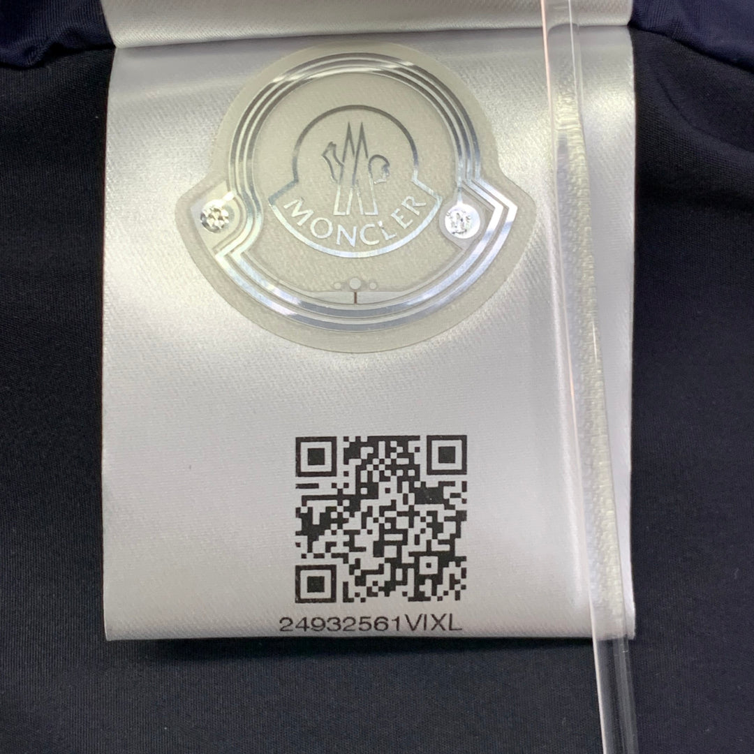 MONCLER 2016 Size M Reynaud Black Navy Polyamide Zip Snaps Coat