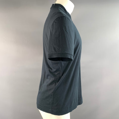 JAMES PERSE Size S Navy Solid Spread Collar Polo