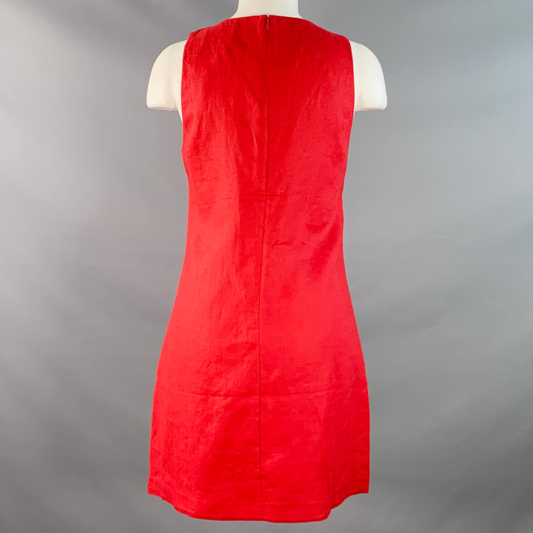 POSSE Size S Elen Red Linen Sleeveless Above Knee Dress Sui Generis Designer Consignment POSSE Size S Elen Red Linen Sleeveless Above Knee Dress Sui Generis Designer Consignment