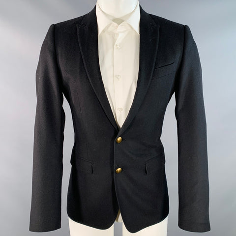 DOLCE & GABBANA MARTINI Size 36 Black Cashmere Silk Single Breasted Sport Coat