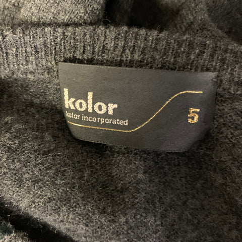 KOLOR Size XL Grey Black Leopard  Print Wool V Neck Pullover