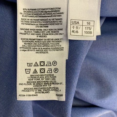 BROOKS BROTHERS Size XL Blue Cotton / Lycra One pocket Long Sleeve Shirt