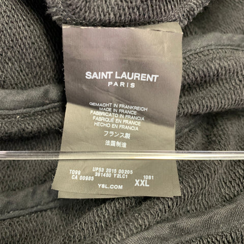 SAINT LAURENT Size XXL Black Silver Zippers Cotton Crew Neck Sweatshirt