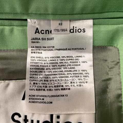 ACNE STUDIOS Size 42 Green Lime Viscose Blend Peak Lapel Sport Coat