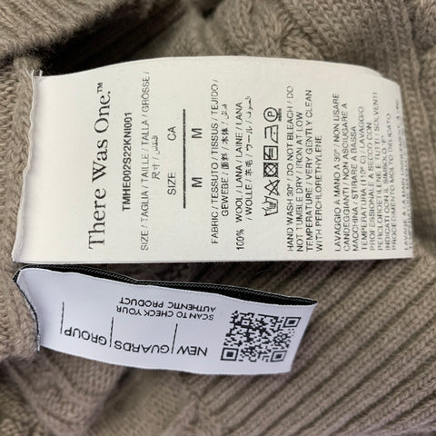THERE WAS ONE Size M Brown Taupe Cable Wool Sweater