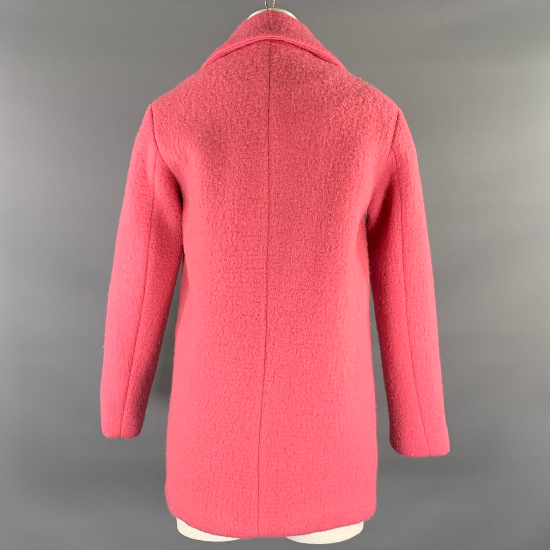 EMPORIO ARMANI Size XS Pink Wool  Polyester Textured Notch Lapel Coat