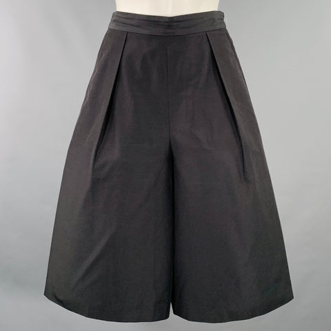 UNITED ARROWS Size S Black Polyester Cotton Pleated Below Knee Shorts