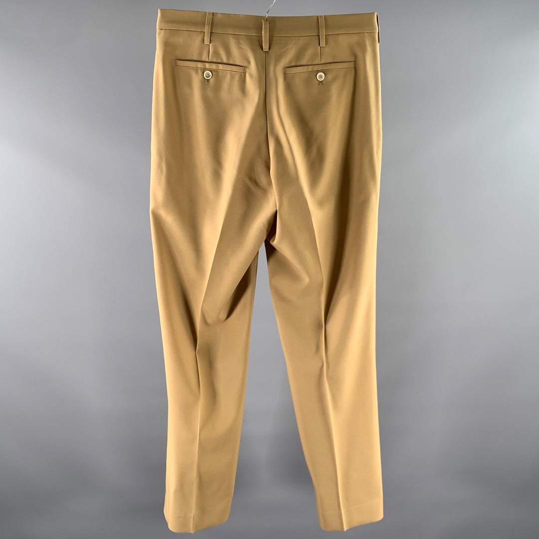 MARNI Size 32 Khaki Wool Button Fly Dress Pants
