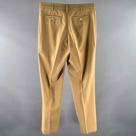MARNI Size 32 Khaki Wool Button Fly Dress Pants