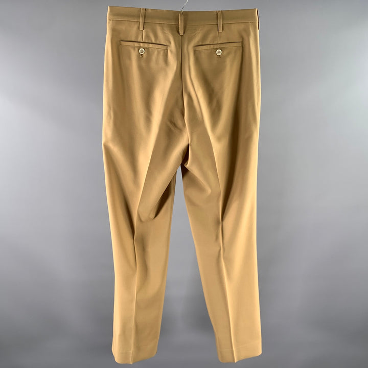 MARNI Size 32 Khaki Wool Button Fly Dress Pants