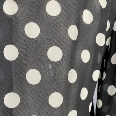 L'AGENCE Size S Black White Silk Polka Dot Open Collar Blouse