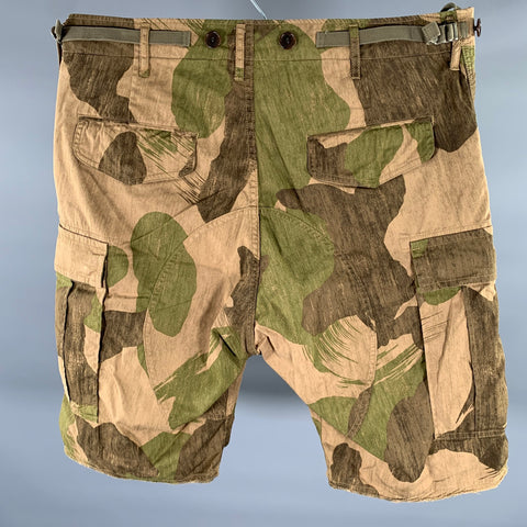 VISVIM Size L Brown Olive Camo Cotton Cargo Pockets Shorts
