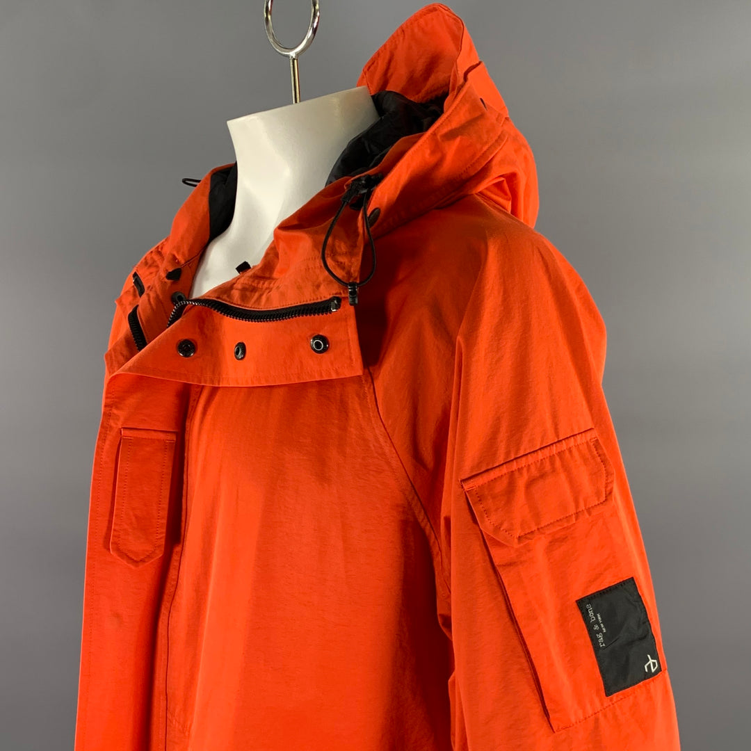 RAG & BONE Size L Orange Cotton Polyester Parka Jacket