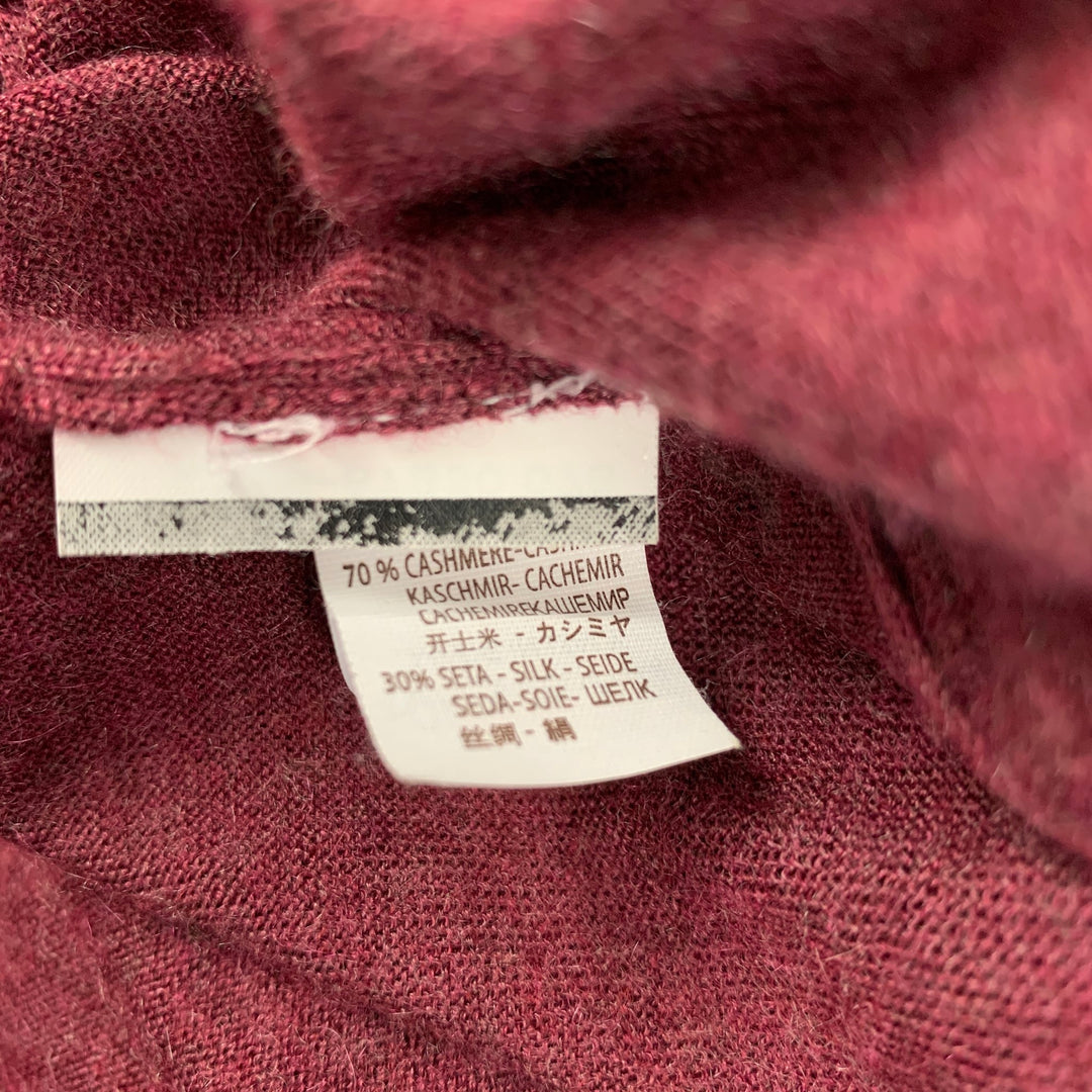 BRUNELLO CUCINELLI Taille S Pull Col V Cachemire Soie Bordeaux