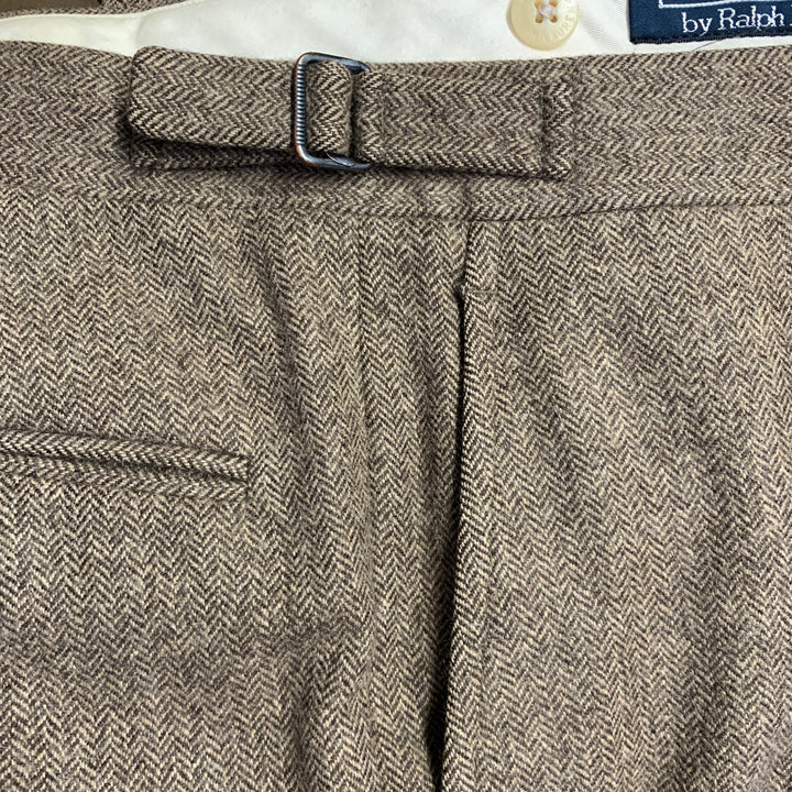 POLO by RALPH LAUREN Size 42 Long Brown Herringbone Virgin Wool Suit