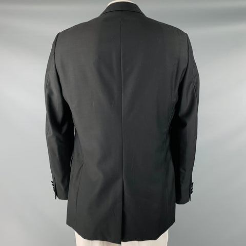 CALVIN KLEIN COLLECTION Size 44 Black Wool Notch Lapel Sport Coat