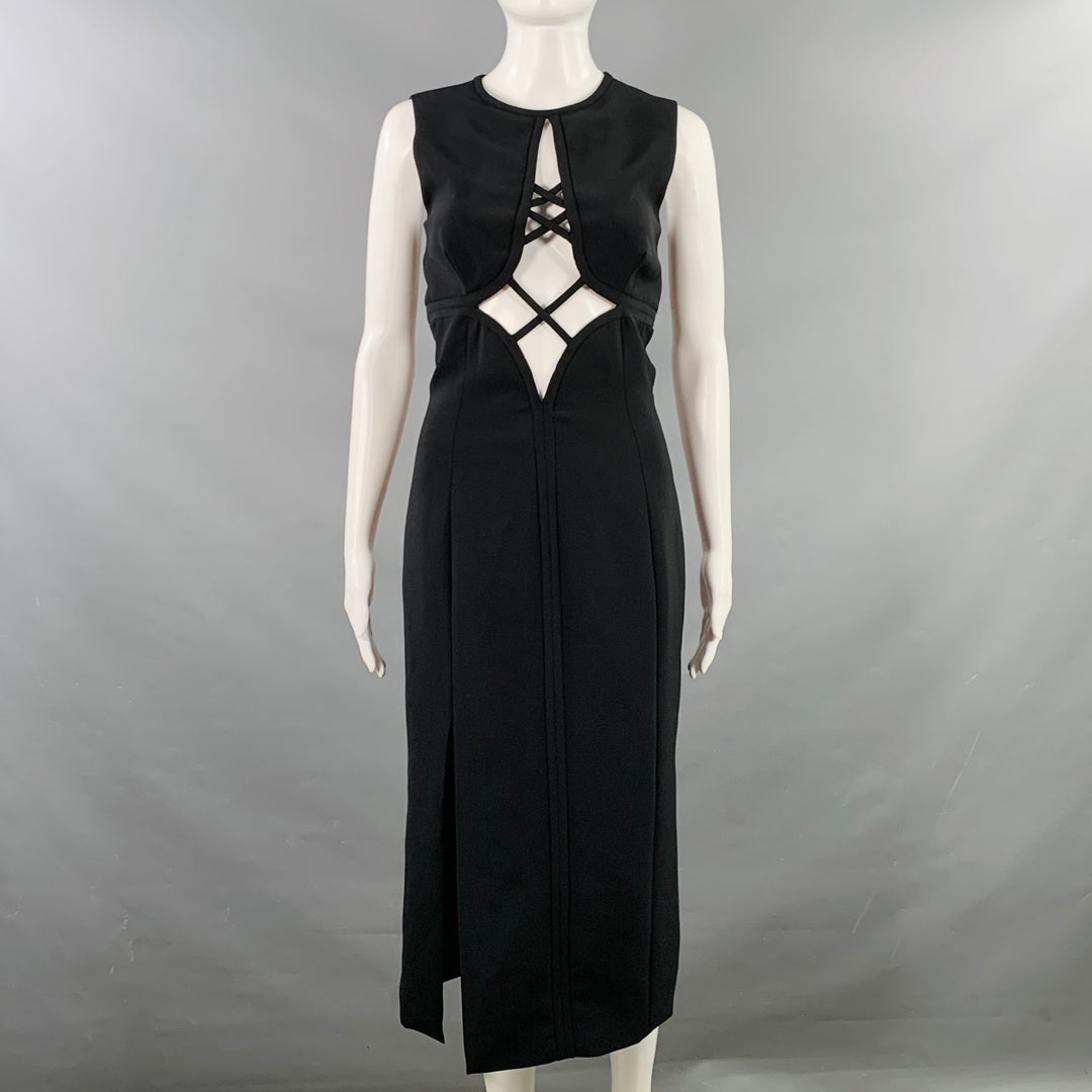 PRABAL GURUNG Size S Black Silk Cut Out Sleeveless Cocktail Dress